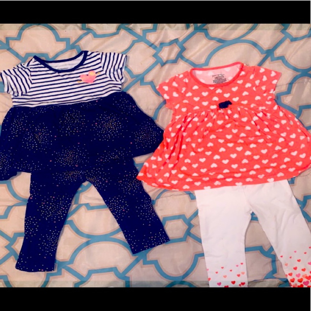 2 two piece girls outfits, 12 months.
